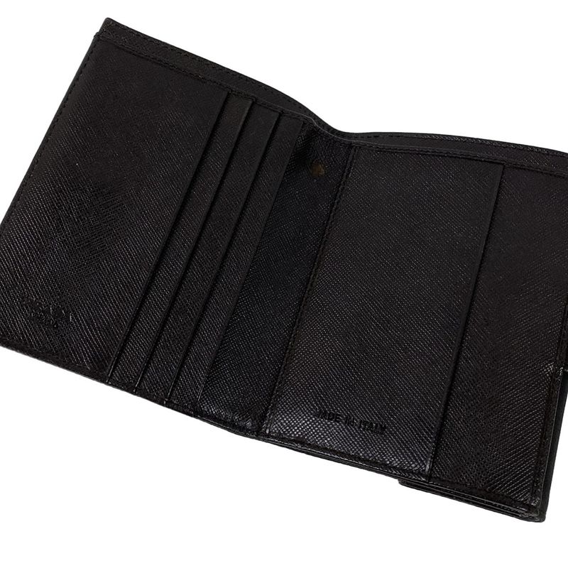 Prada Hook Wallet Black Gold Leather