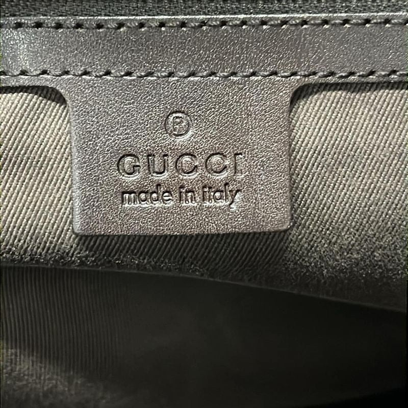 Gucci Tote GG Pattern Dark Brown Beige Leather Dark