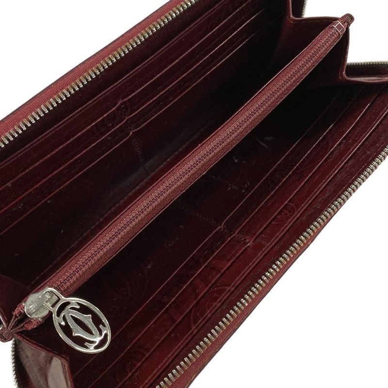Cartier Wallet Happy Birthday Gold Zip Around Leather Bordeaux