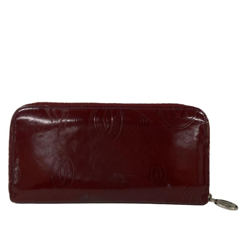 Cartier Wallet Happy Birthday Gold Zip Around Leather Bordeaux