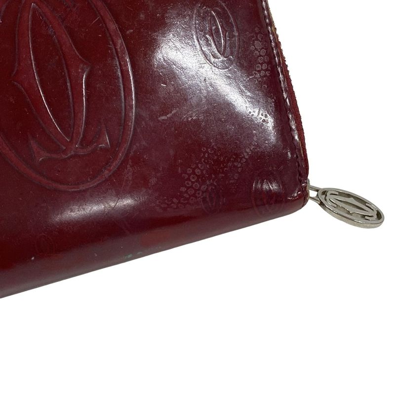 Cartier Wallet Happy Birthday Gold Zip Around Leather Bordeaux