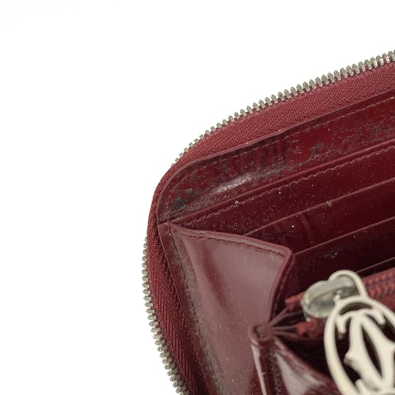 Cartier Wallet Happy Birthday Gold Zip Around Leather Bordeaux