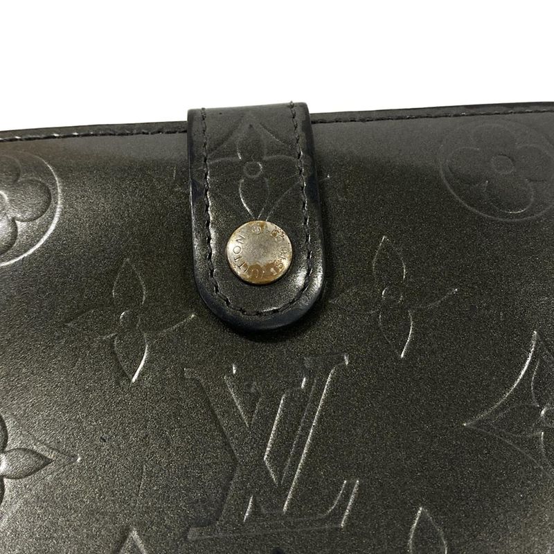 Louis Vuitton Bifold Wallet Monogram Matte Porte Monnaie Vie Viennois Noir Black