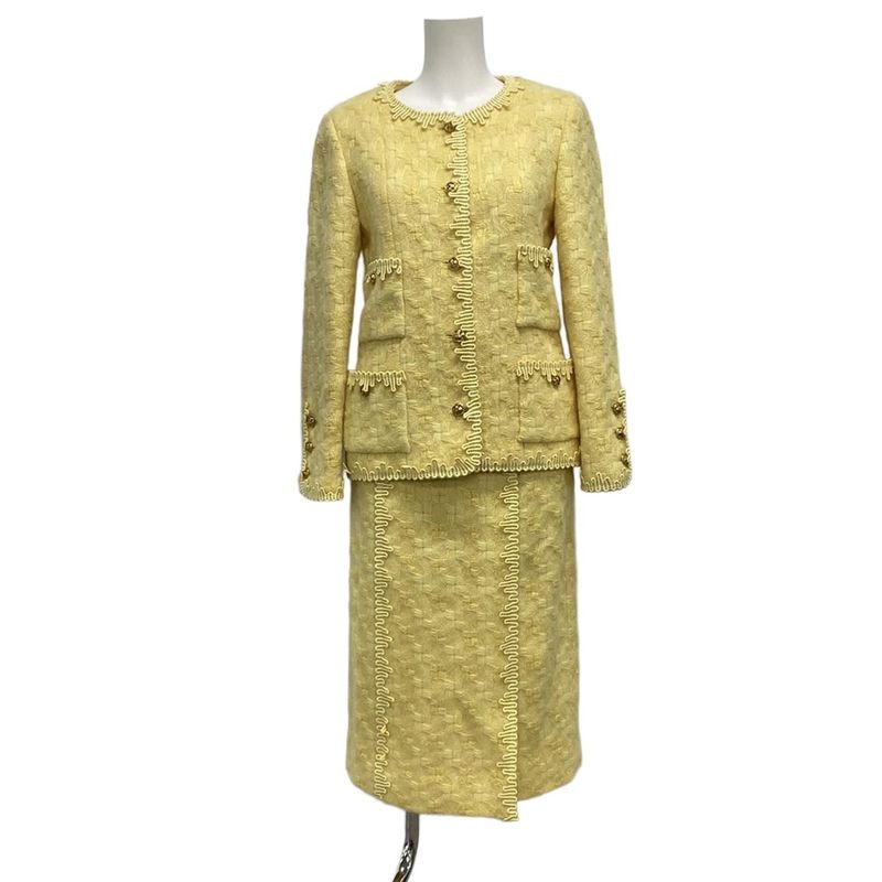 Chanel Skirts Yellow Knit Wool Jacket