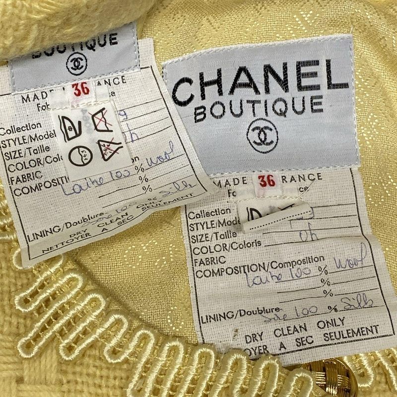 Chanel Skirts Yellow Knit Wool Jacket