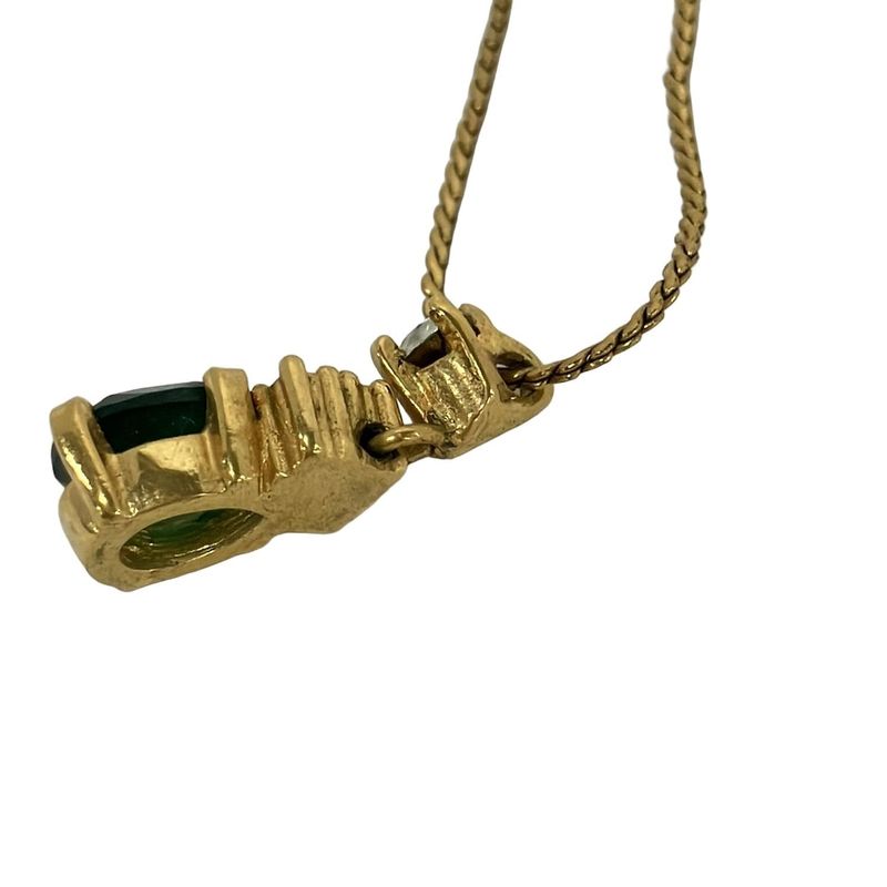Dior Necklace Gold Green Clear