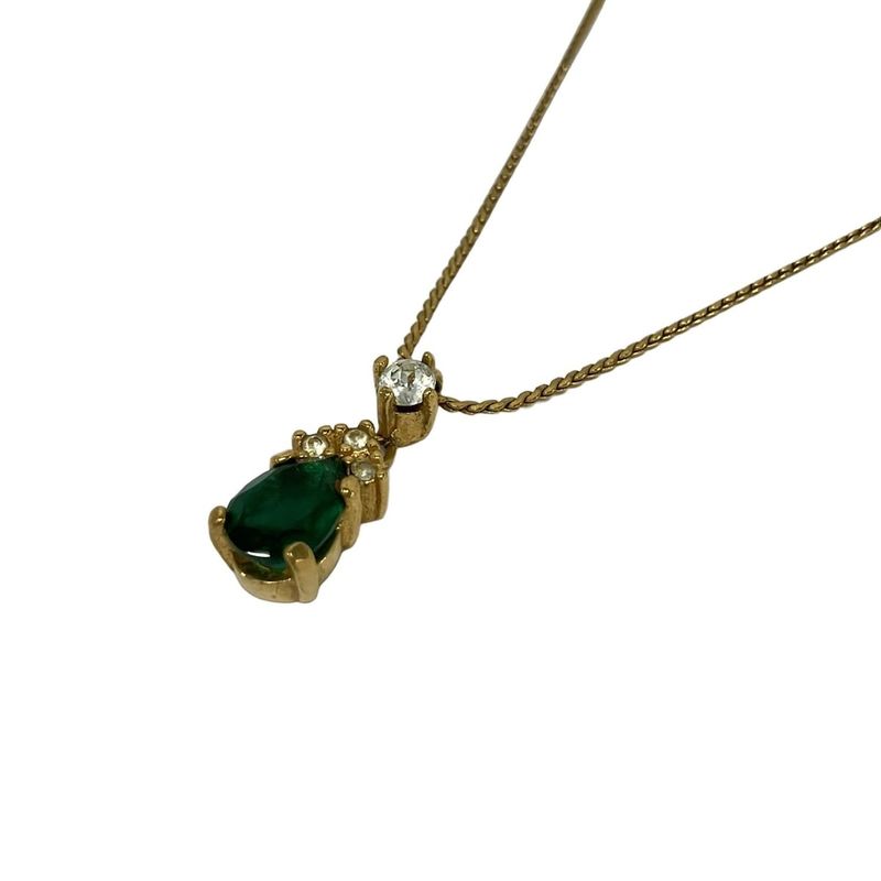 Dior Necklace Gold Green Clear