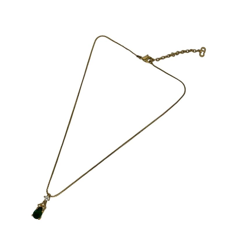 Dior Necklace Gold Green Clear