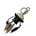 Prada Key Holder Black White Multi Robot Leather X Multi