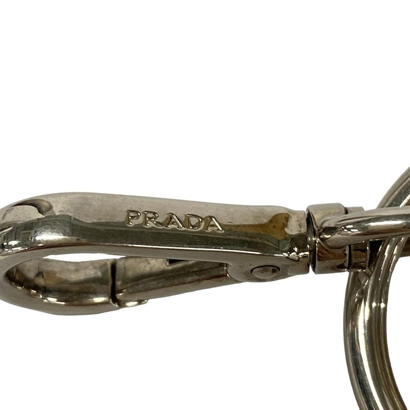 Prada Key Holder Black White Multi Robot Leather X Multi