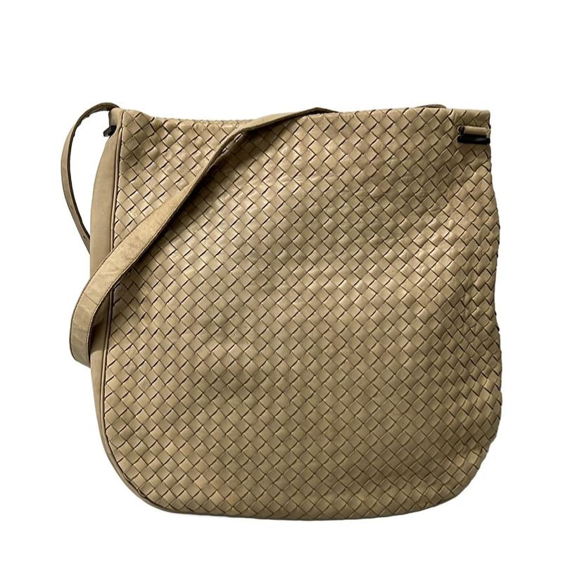 Bottega Veneta Shoulder Bag Intrecciato Gray Beige Leather Grey-beige