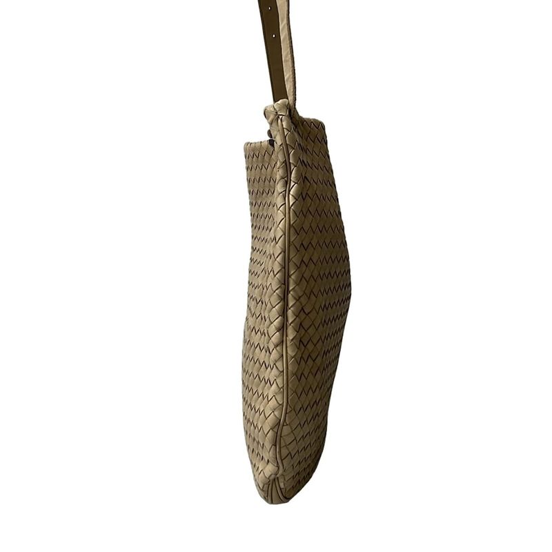 Bottega Veneta Shoulder Bag Intrecciato Gray Beige Leather Grey-beige