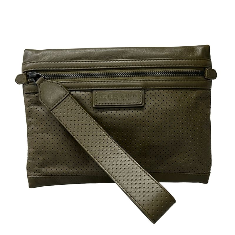 Bottega Veneta Second Bag Leggero Khaki Perforated Leather