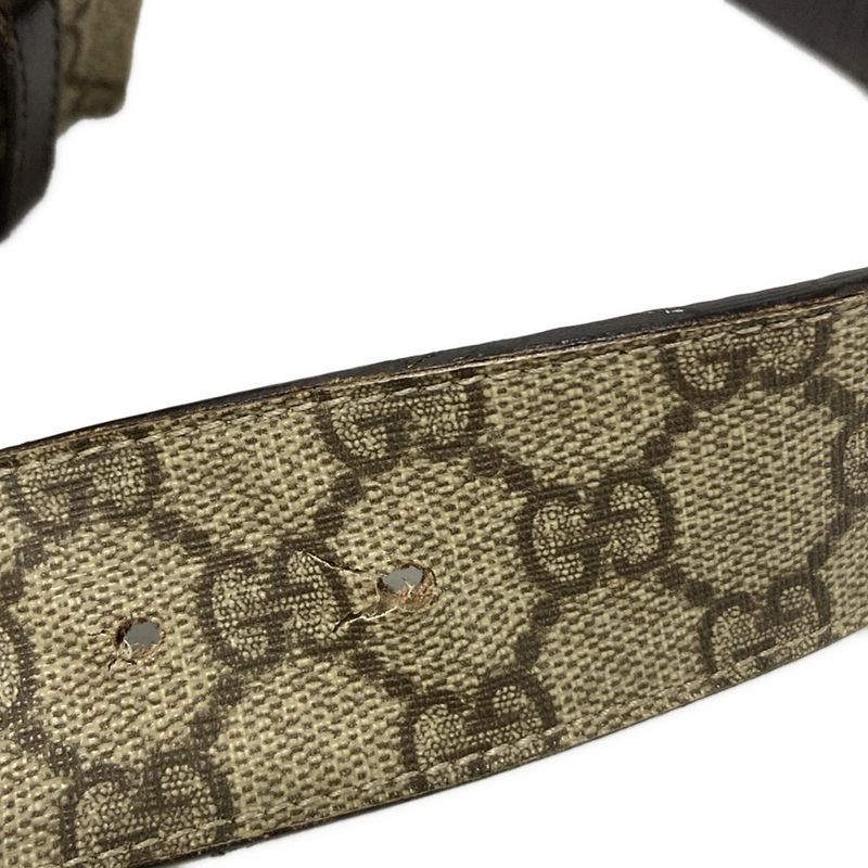 Gucci Belt 80 32 Beige Dark Brown Interlocking GG Pattern Leather X Dark