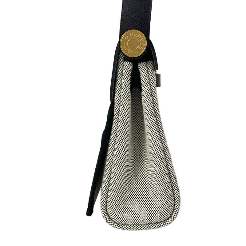 Hermes Shoulder Bag Herbag Zip 20 Beige Black Gold