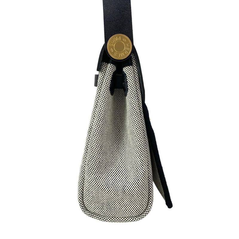Hermes Shoulder Bag Herbag Zip 20 Beige Black Gold