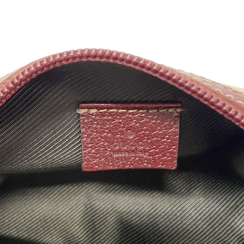 Gucci Pouch GG Pattern Beige Dark Brown Gold Leather X Dark X Bold
