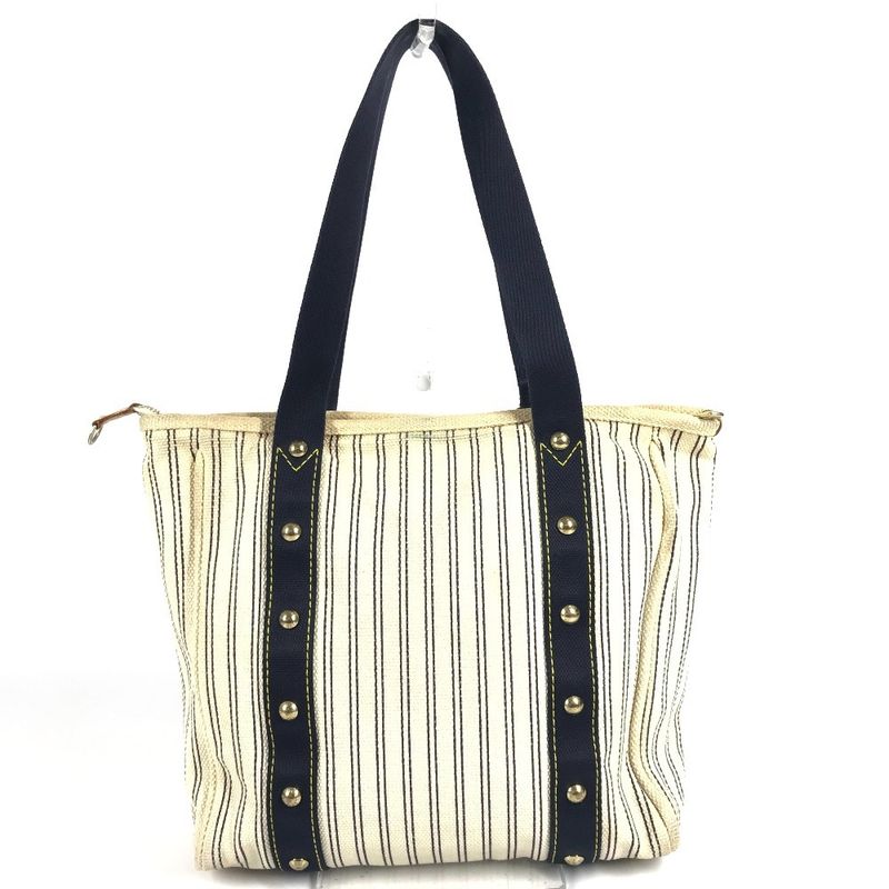 Louis Vuitton Shoulder Bag Cabas MM Canvas Ivory Navy