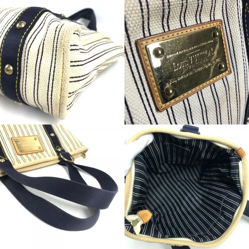 Louis Vuitton Shoulder Bag Cabas MM Canvas Ivory Navy