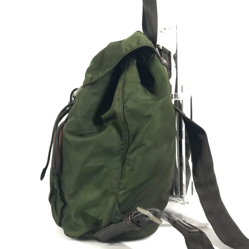 Prada Backpack Triangle Logo Nylon Khaki