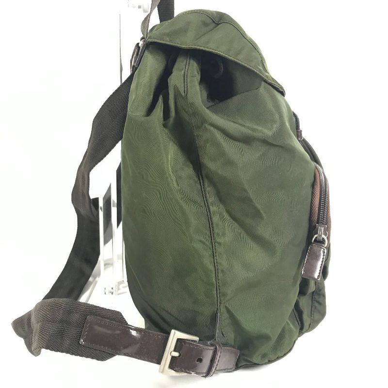 Prada Backpack Triangle Logo Nylon Khaki