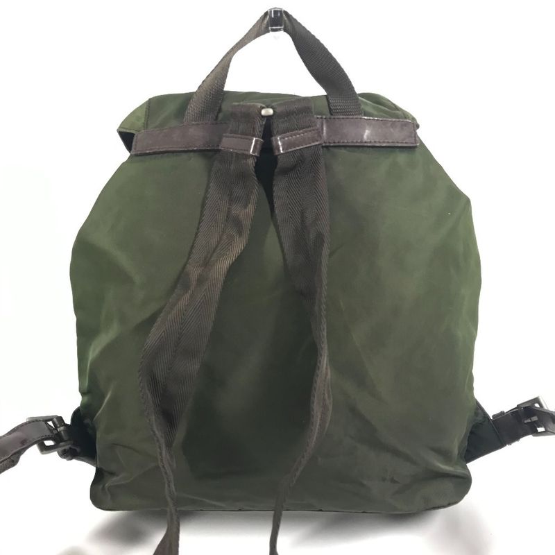 Prada Backpack Triangle Logo Nylon Khaki