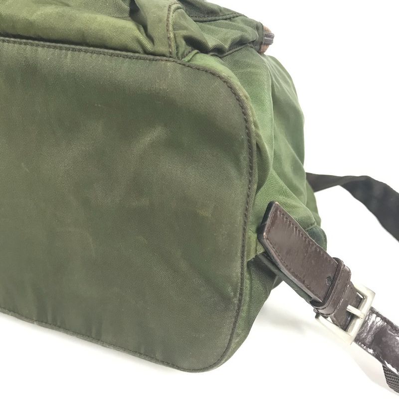 Prada Backpack Triangle Logo Nylon Khaki