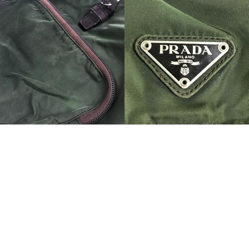Prada Backpack Triangle Logo Nylon Khaki