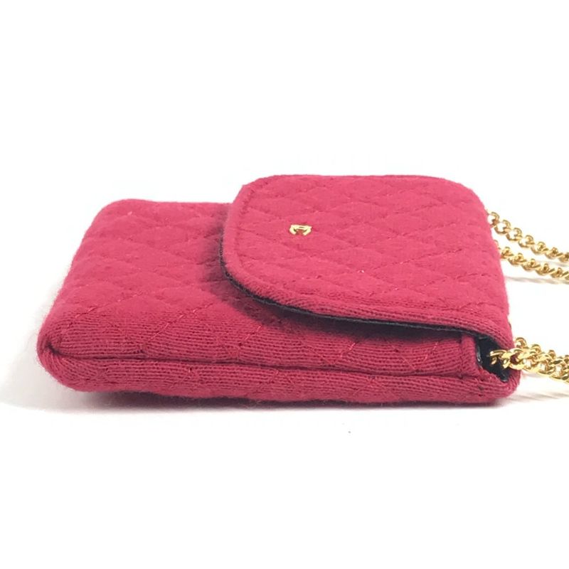 Chanel Shoulder Bag CC Logo Quilted CC Cotton Red