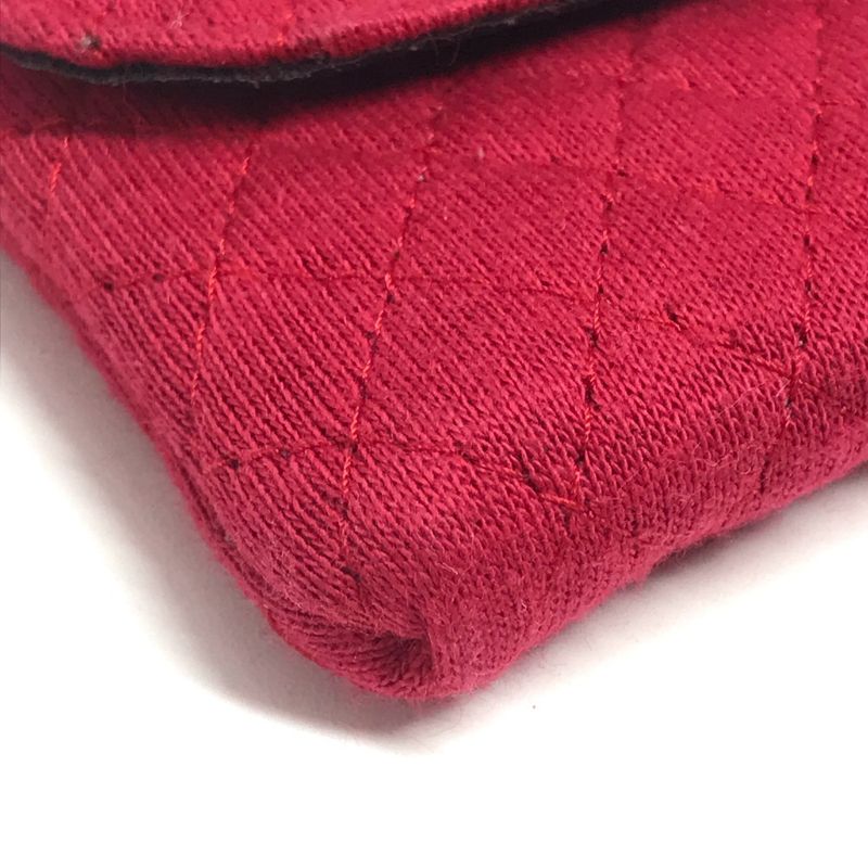 Chanel Shoulder Bag CC Logo Quilted CC Cotton Red