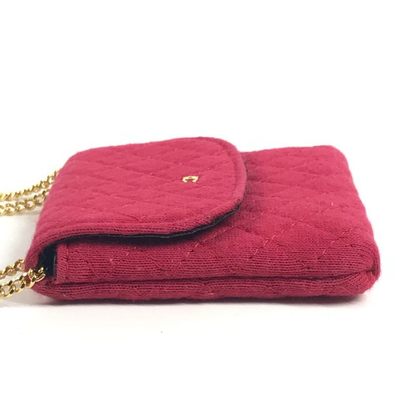 Chanel Shoulder Bag CC Logo Quilted CC Cotton Red