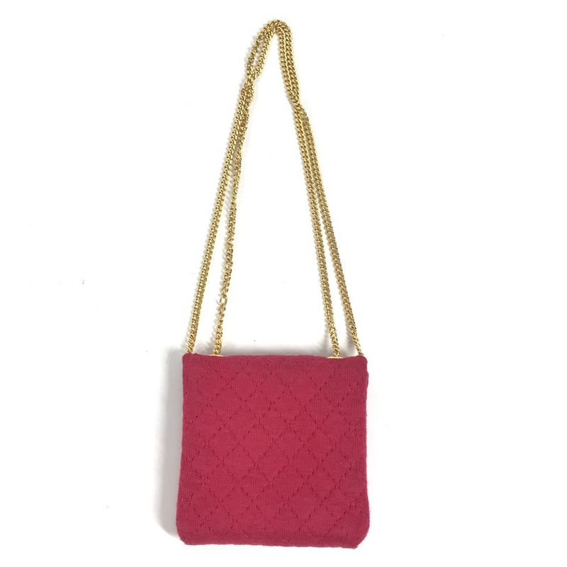 Chanel Shoulder Bag CC Logo Quilted CC Cotton Red