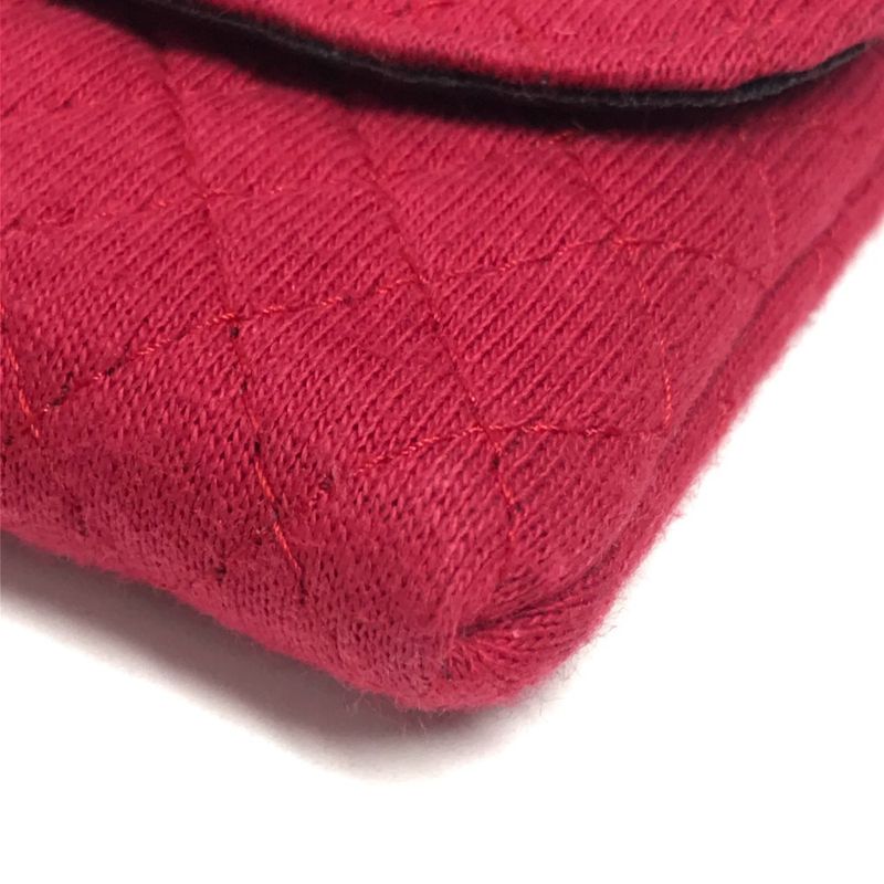 Chanel Shoulder Bag CC Logo Quilted CC Cotton Red