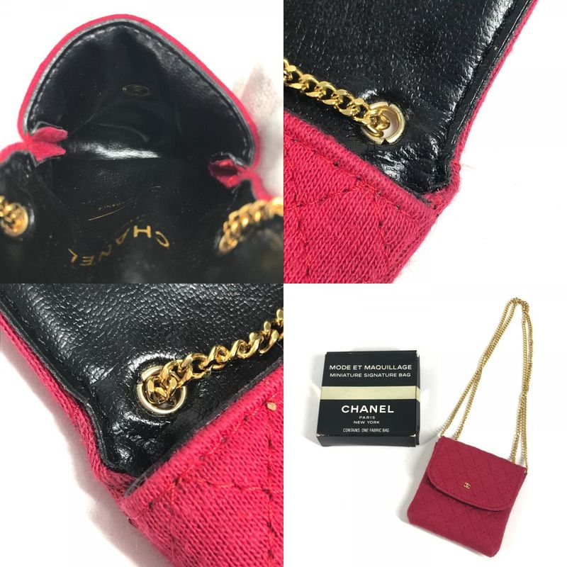 Chanel Shoulder Bag CC Logo Quilted CC Cotton Red