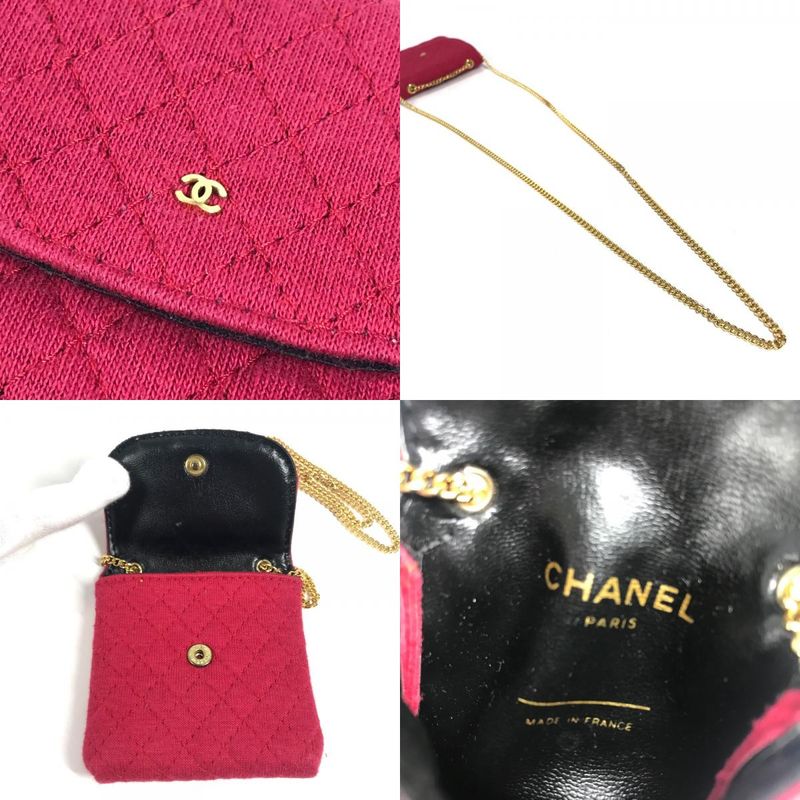 Chanel Shoulder Bag CC Logo Quilted CC Cotton Red