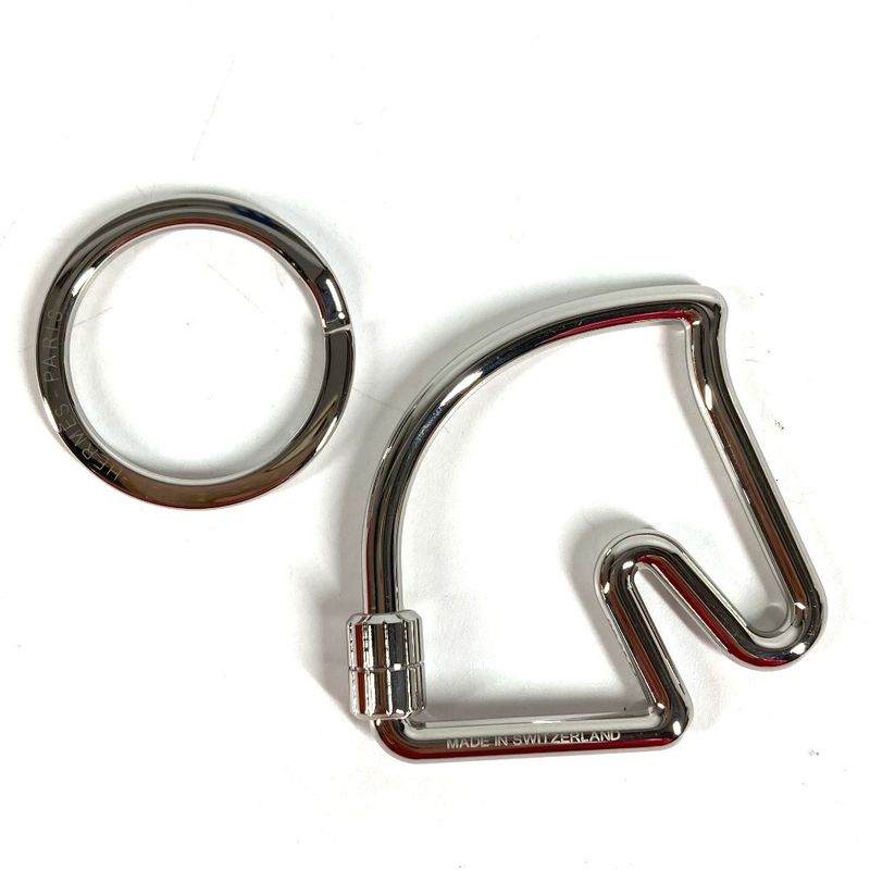 Hermes Key Holder Cheval Key Ring Metal Silver