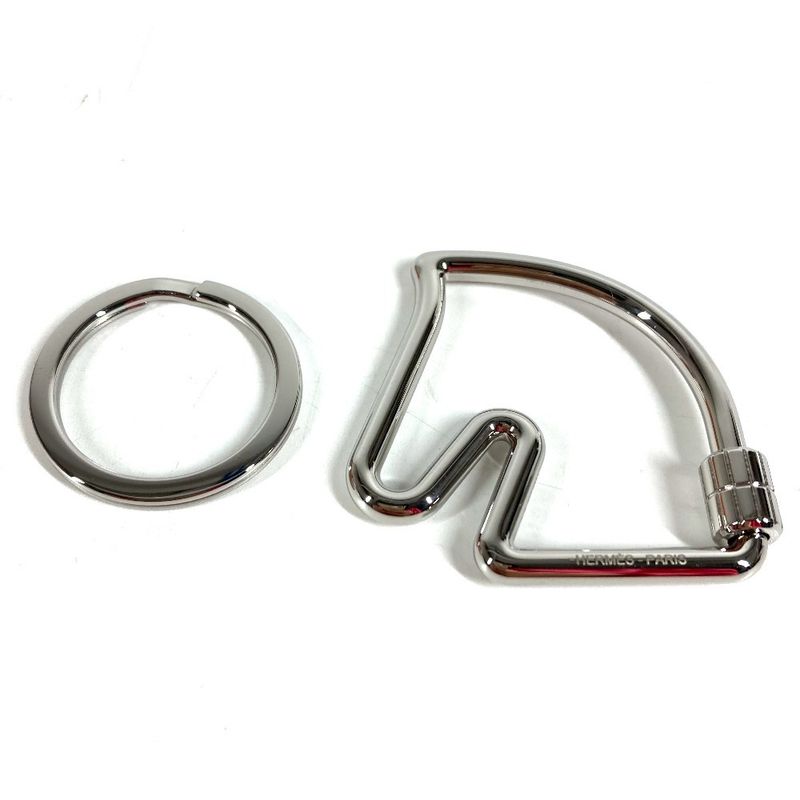 Hermes Key Holder Cheval Key Ring Metal Silver