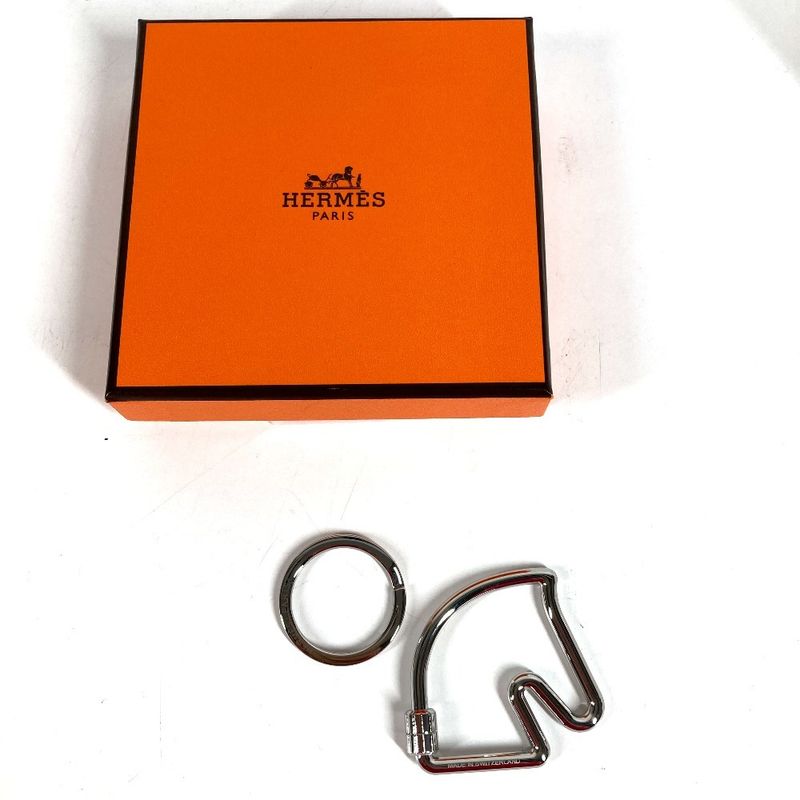 Hermes Key Holder Cheval Key Ring Metal Silver