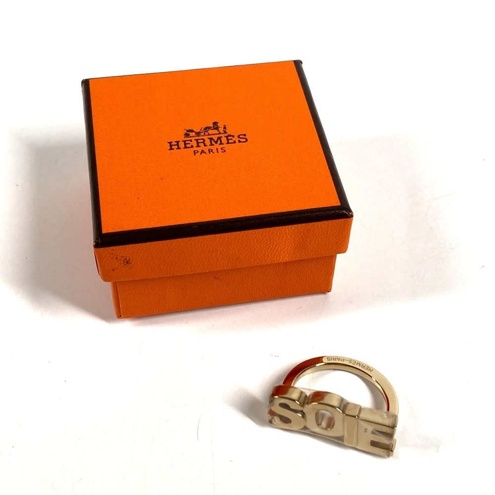 Hermes Scarf Ring Soie Logo Metal Gold