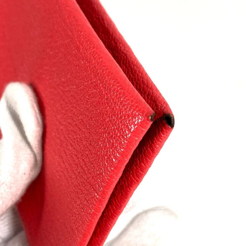 Hermes Card Case Calvi Verso Bicolor Chevre Red