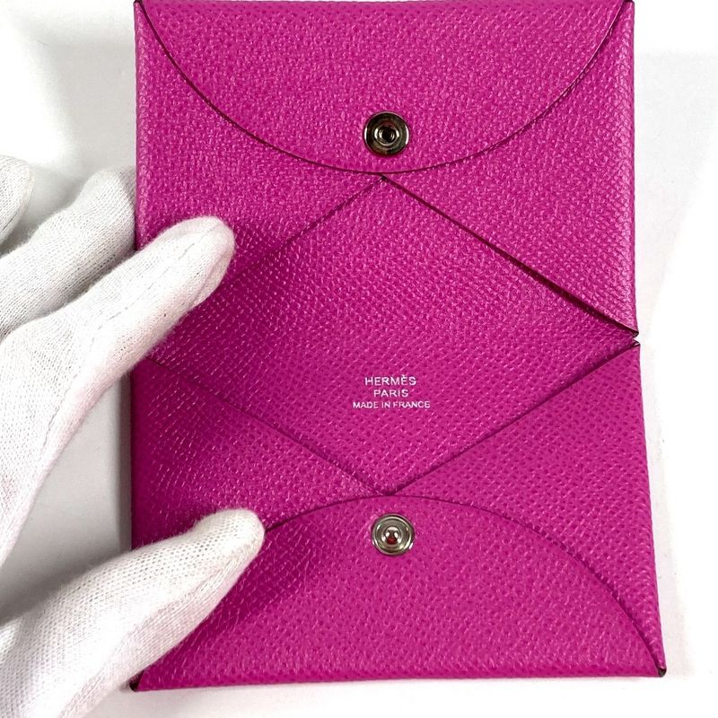 Hermes Card Case Calvi Epsom Magnolia Purple