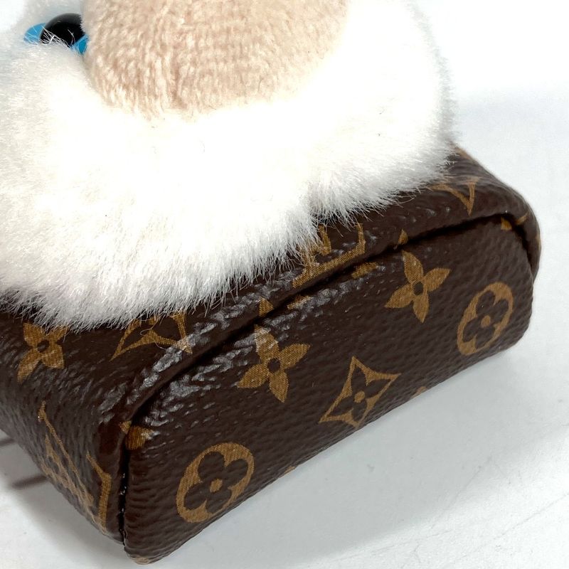 Louis Vuitton Key Holder Bag Charm a Dos Rubble Bear Monogram Canvas Brown White