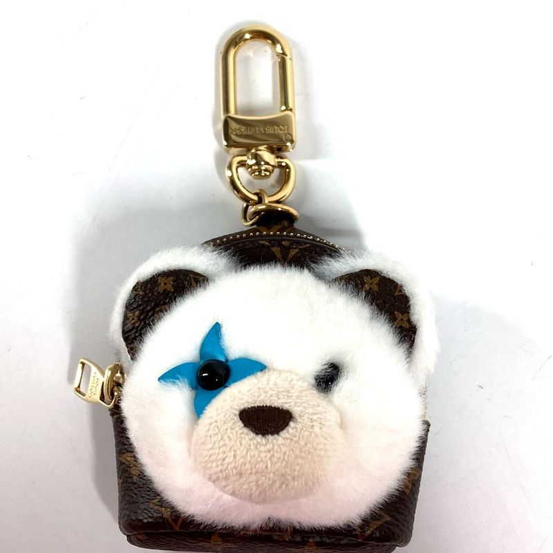 Louis Vuitton Key Holder Bag Charm a Dos Rubble Bear Monogram Canvas Brown White