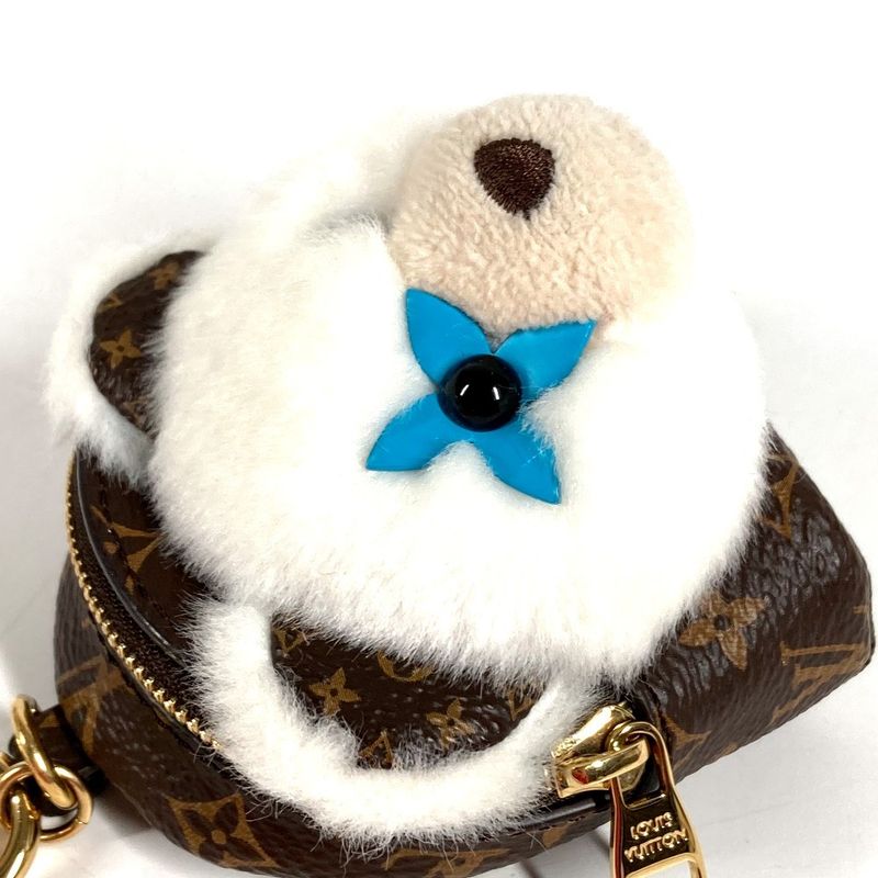 Louis Vuitton Key Holder Bag Charm a Dos Rubble Bear Monogram Canvas Brown White