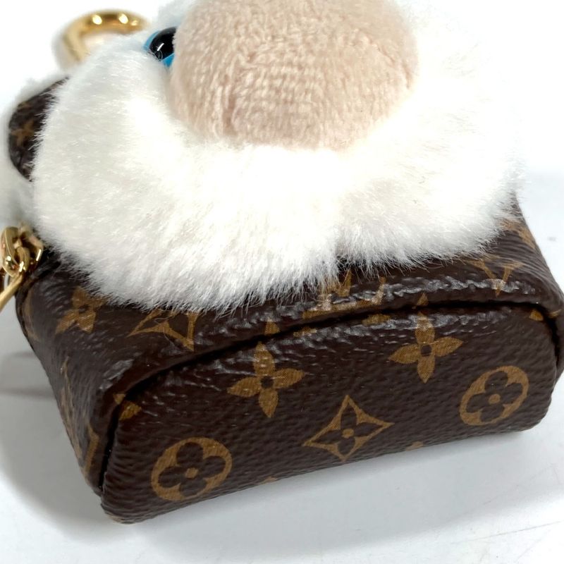 Louis Vuitton Key Holder Bag Charm a Dos Rubble Bear Monogram Canvas Brown White