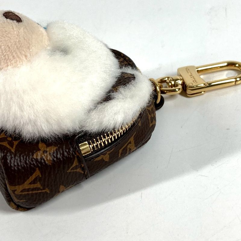 Louis Vuitton Key Holder Bag Charm a Dos Rubble Bear Monogram Canvas Brown White