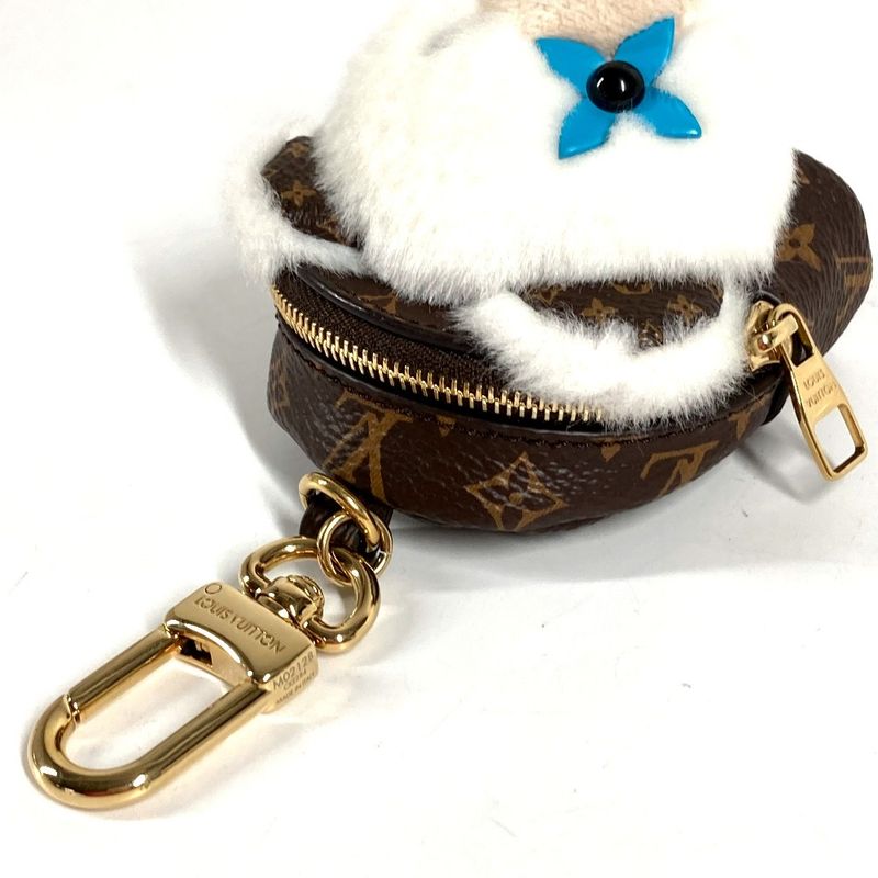Louis Vuitton Key Holder Bag Charm a Dos Rubble Bear Monogram Canvas Brown White