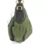 Prada Shoulder Bag Triangle Logo Leather Nylon Khaki Brown