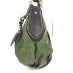 Prada Shoulder Bag Triangle Logo Leather Nylon Khaki Brown