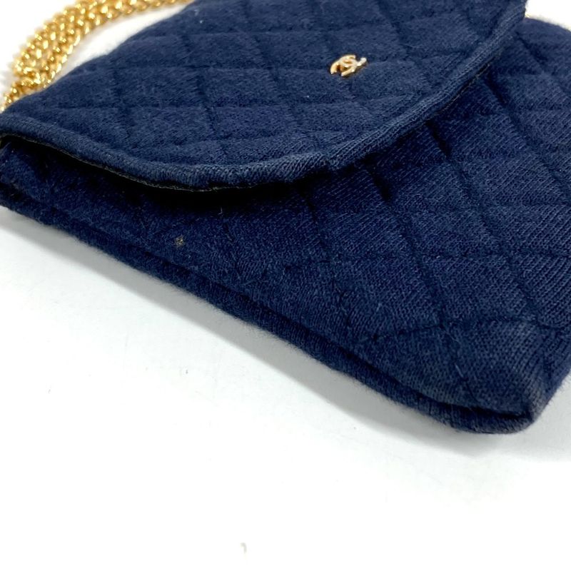 Chanel Shoulder Bag CC Logo Quilted CC Cotton Navy